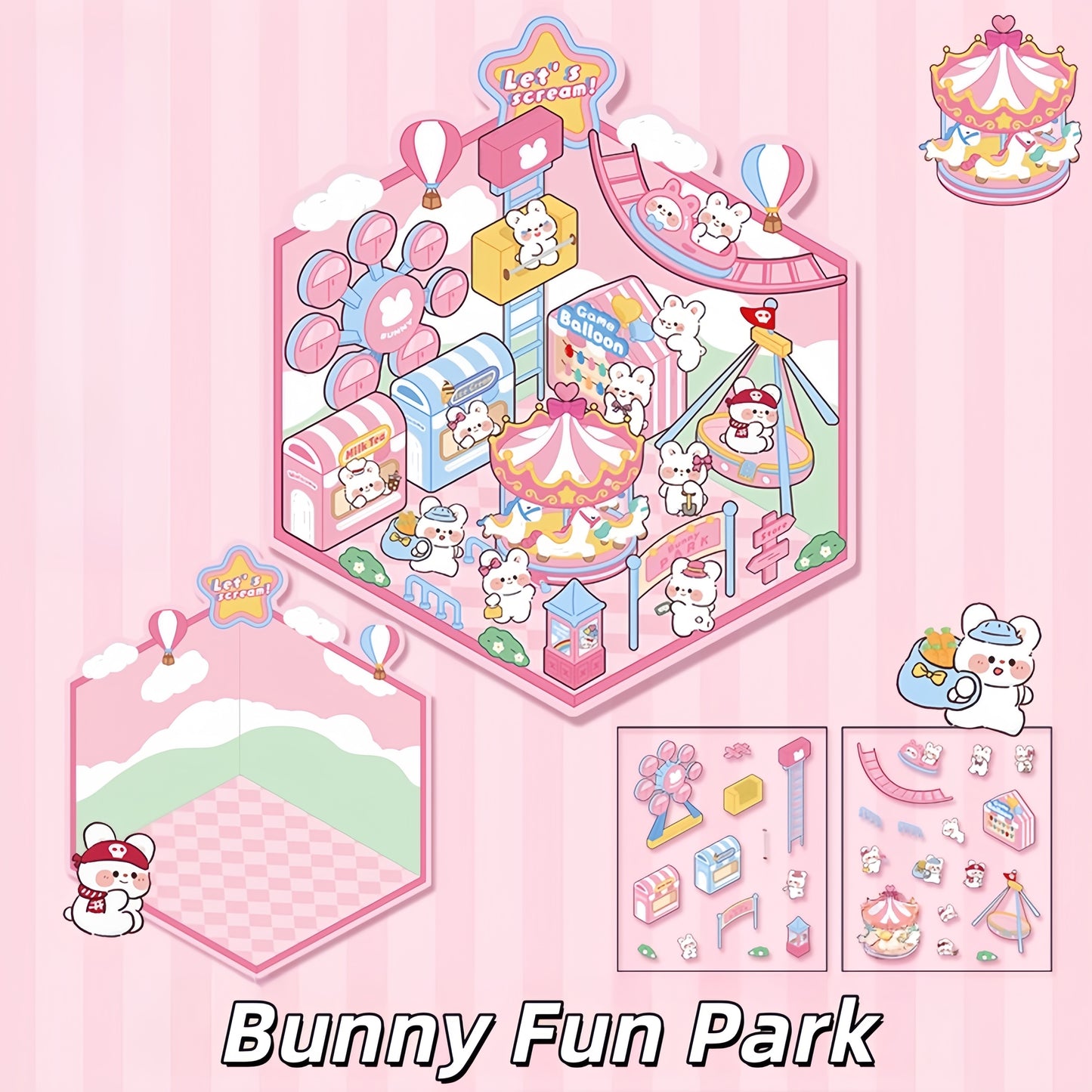 Tiny Animal Wonders 3D Sticker | 4 Cute Miniature Scenes