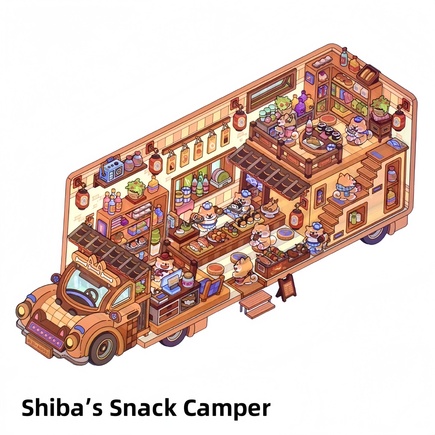 Critter Caravan 3D Sticker | 4 Cute Miniature Scenes