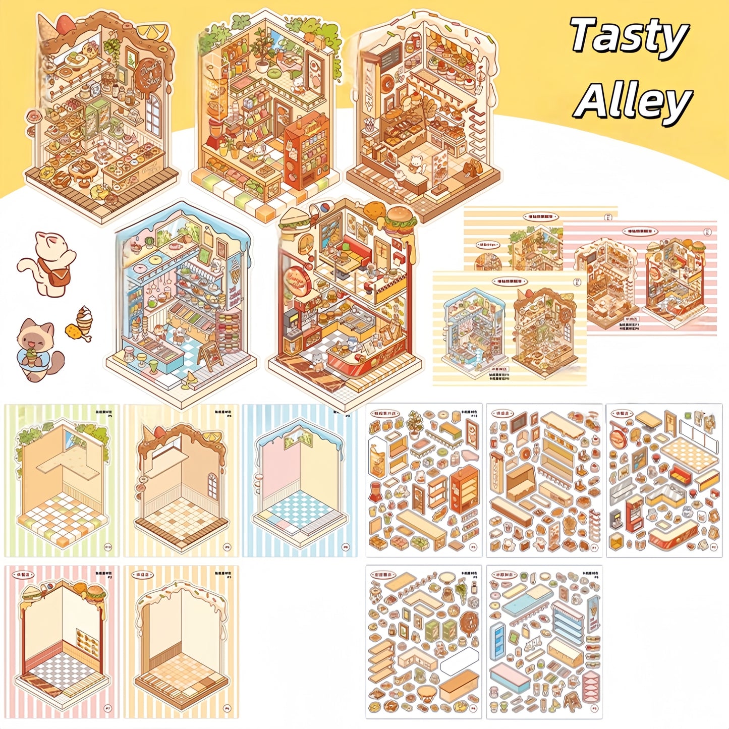 Simulation Management 3D Sticker Material Book | 10 Cute Miniature Scenes