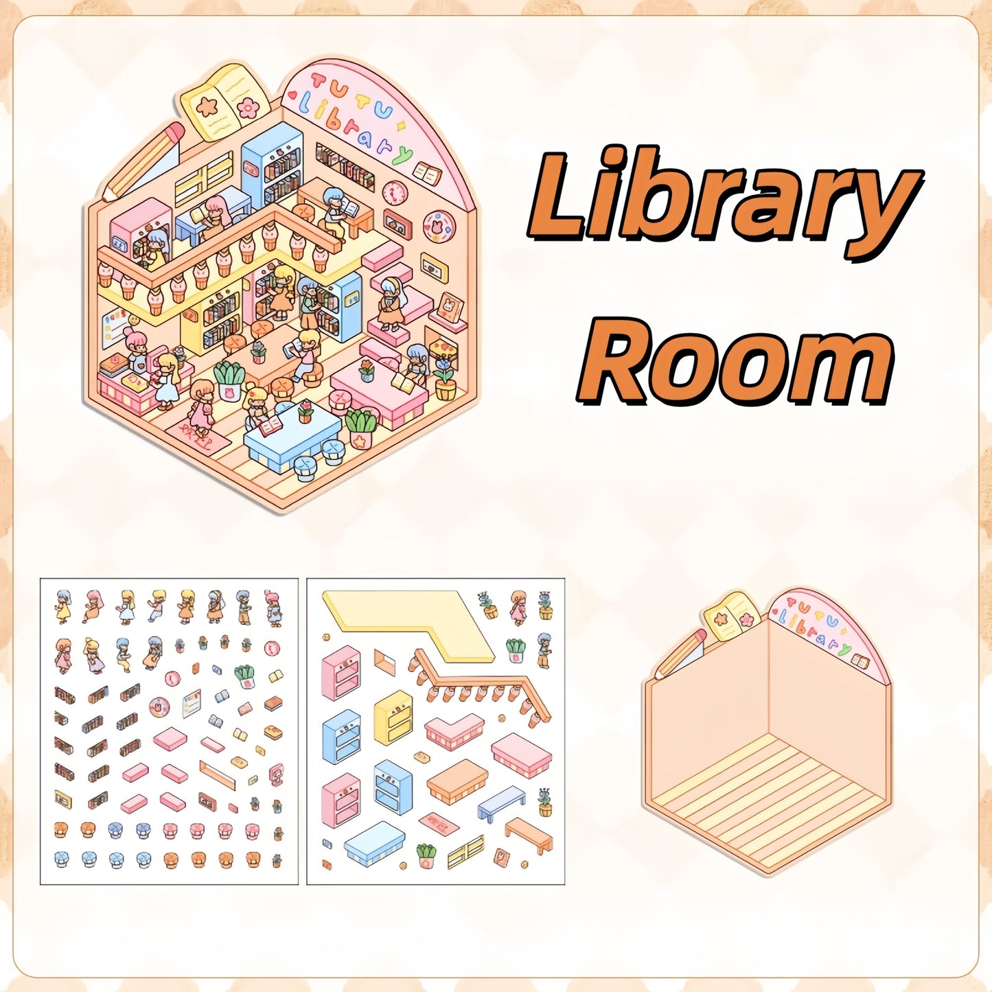Tiny Exhibition 3D Sticker | 8 Cute Miniature Scenes