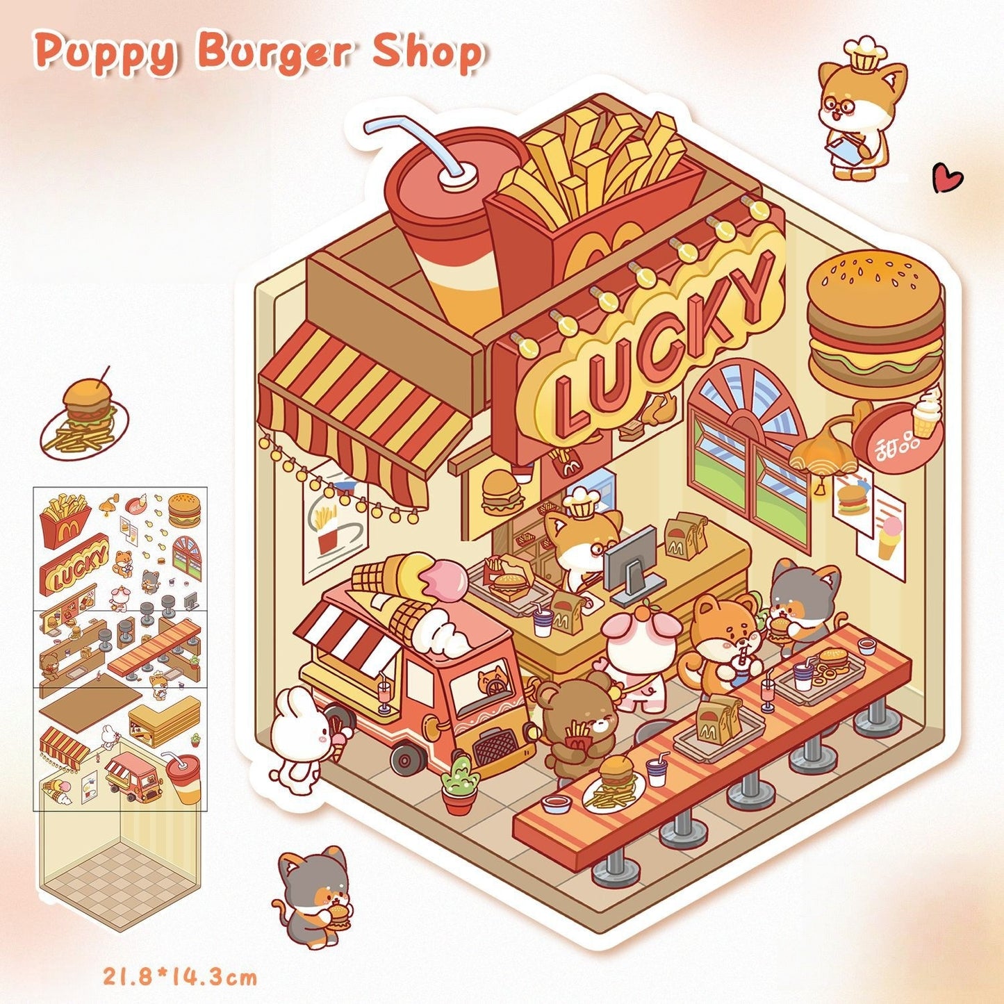 Paws Shop 3D Sticker | 4 Cute Miniature Scenes