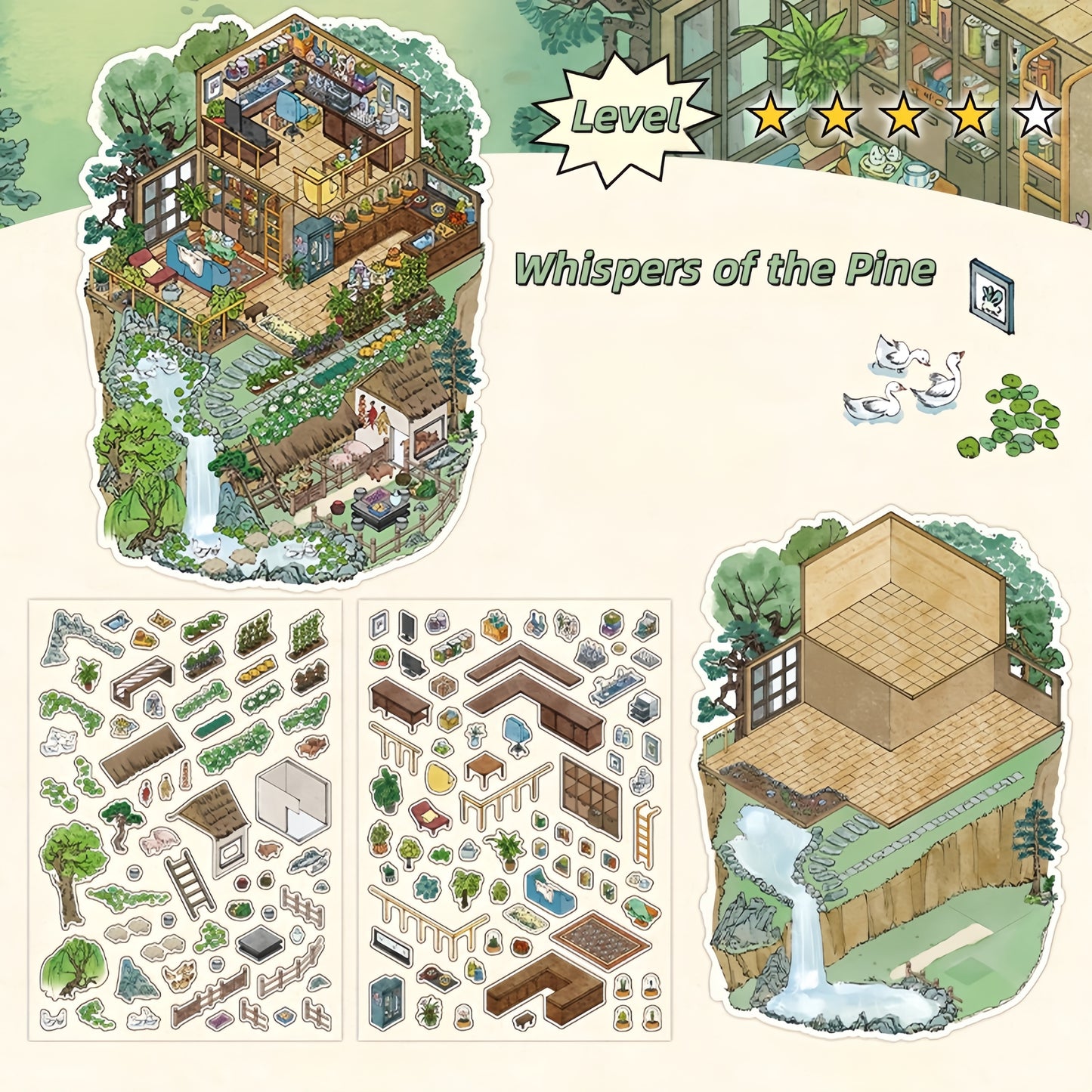 Poetic Dwelling 3D Sticker | 4 Cute Miniature Scenes