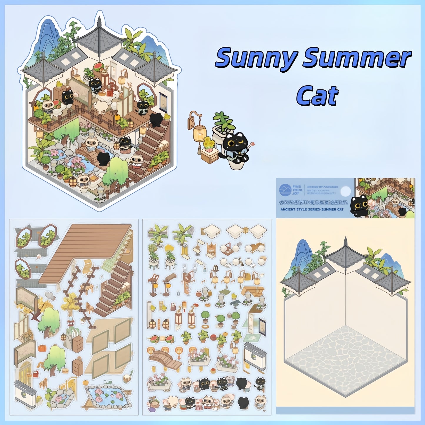Ancient Seasons Tale 3D Sticker | 4 Cute Miniature Scenes