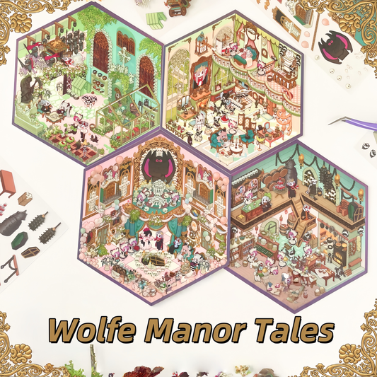 Wolfe Manor Tales 3D Sticker | 4 Cute Miniature Scenes
