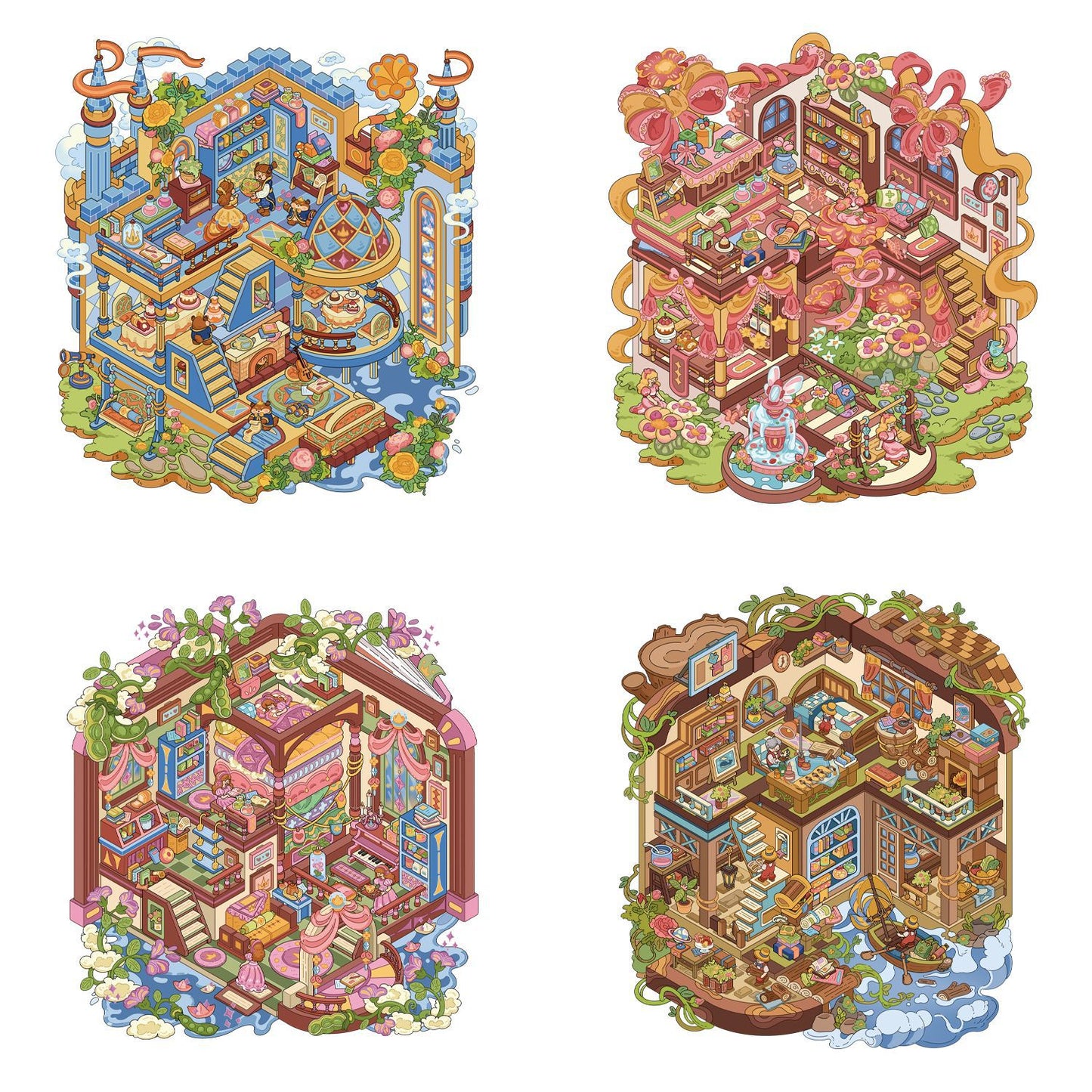 Fairyland 3D Sticker | 4 Cute Miniature Scenes