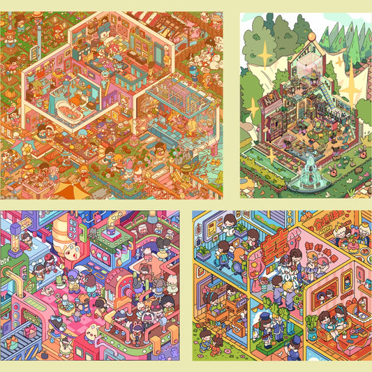 Kids' World 3D Sticker | 4 Cute Miniature Scenes