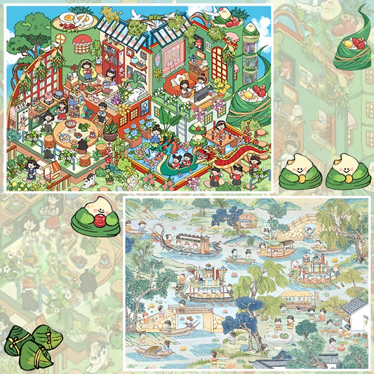 Dragon Boat Festival 3D Sticker | 2 Cute Miniature Scenes