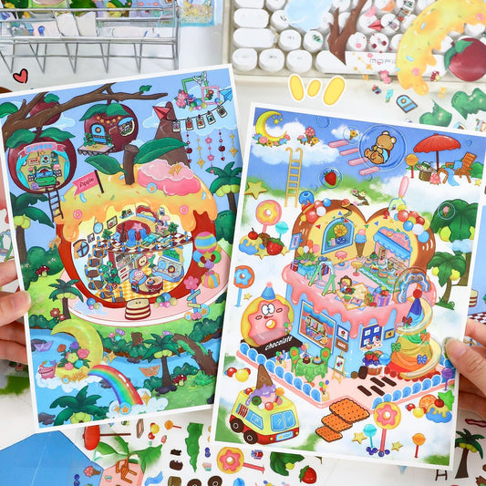 Cakey Wonderland 3D Sticker | 2 Cute Miniature Scenes