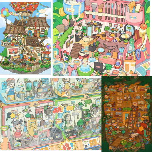 Dream Archive 3D Sticker | 4 Cute Miniature Scenes