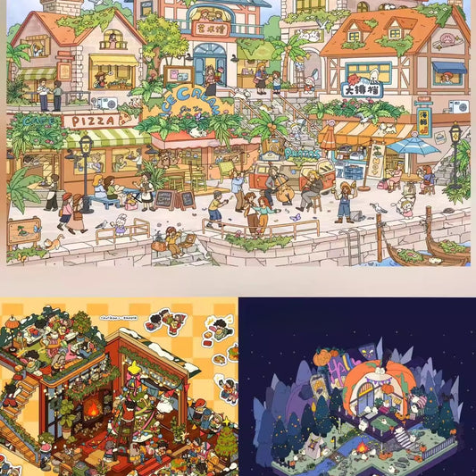 Whimsical Life 3D Sticker | 3 Cute Miniature Scenes