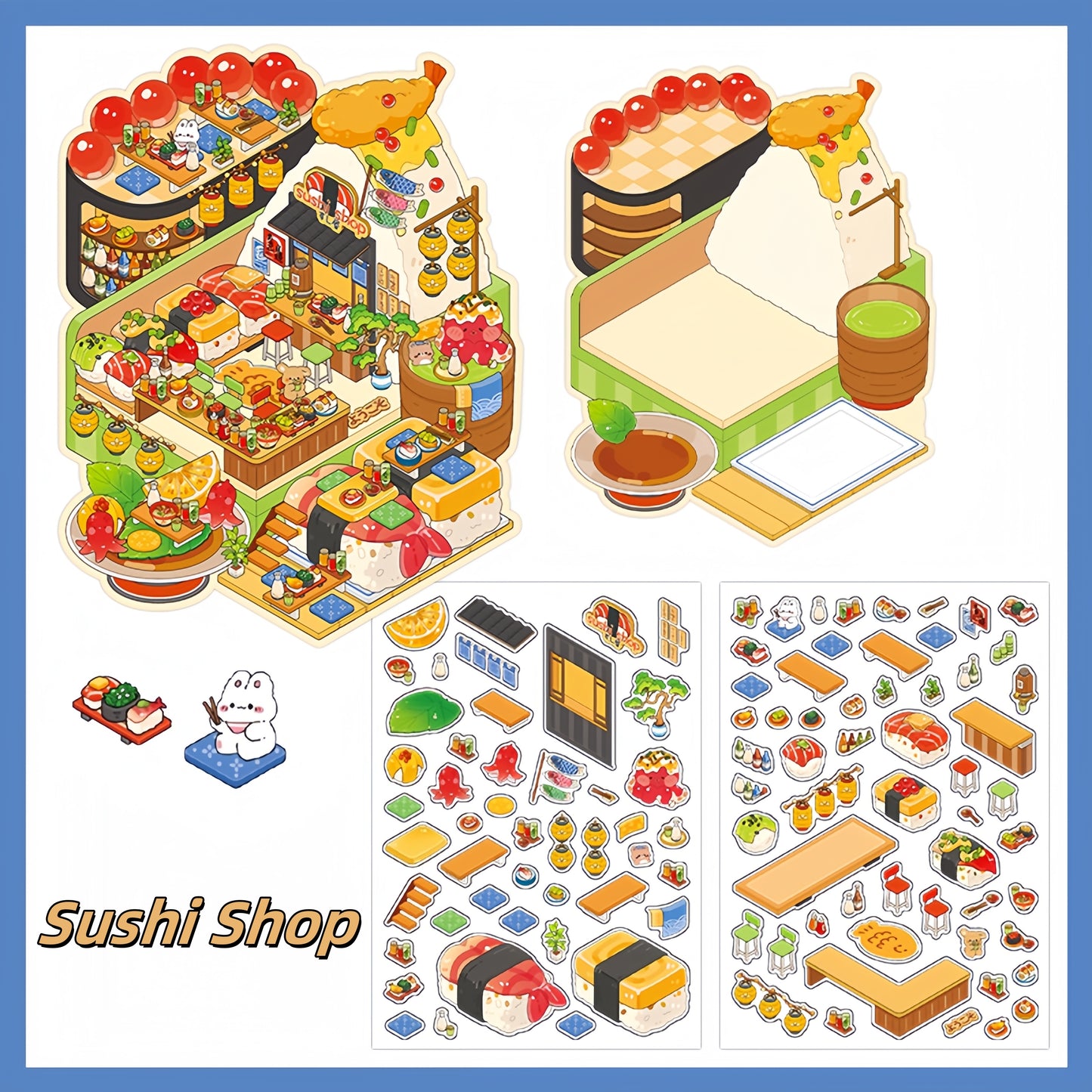 Tiny Shops 3D Sticker | 4 Cute Miniature Scenes