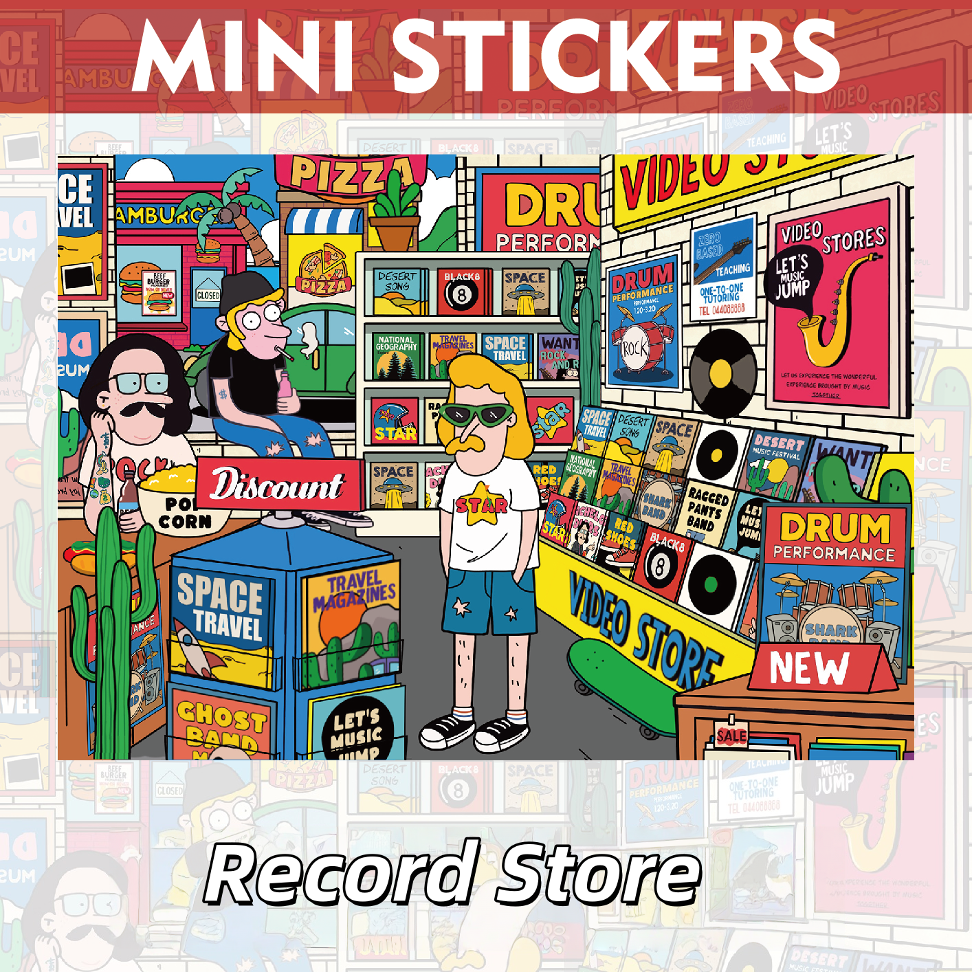 American Retro 3D Sticker | 4 Cute Miniature Scenes