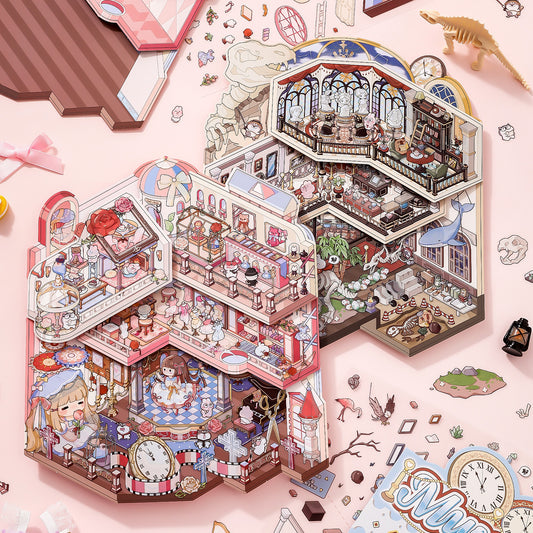 Flip Mansion 3D Sticker | 2 Cute Miniature Scenes