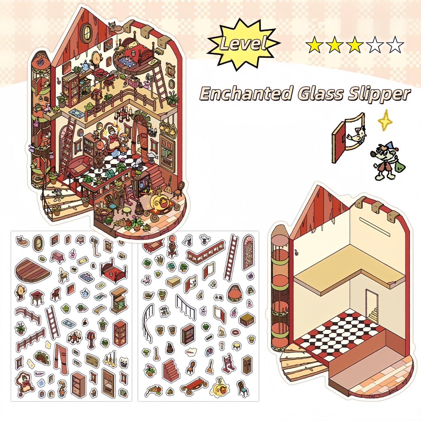Enchanted Tales 3D Sticker | 4 Cute Miniature Scenes