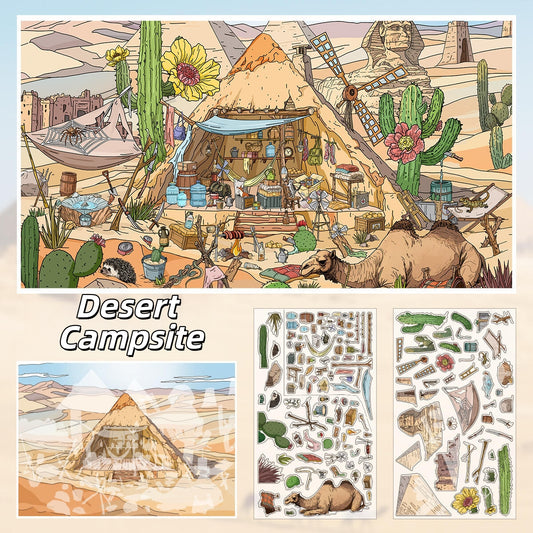 Gold-Rush Journey 3D Sticker | 2 Cute Miniature Scenes