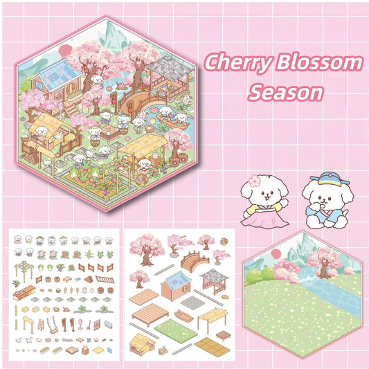 Paw's Ancient Life 3D Sticker | 4 Cute Miniature Scenes