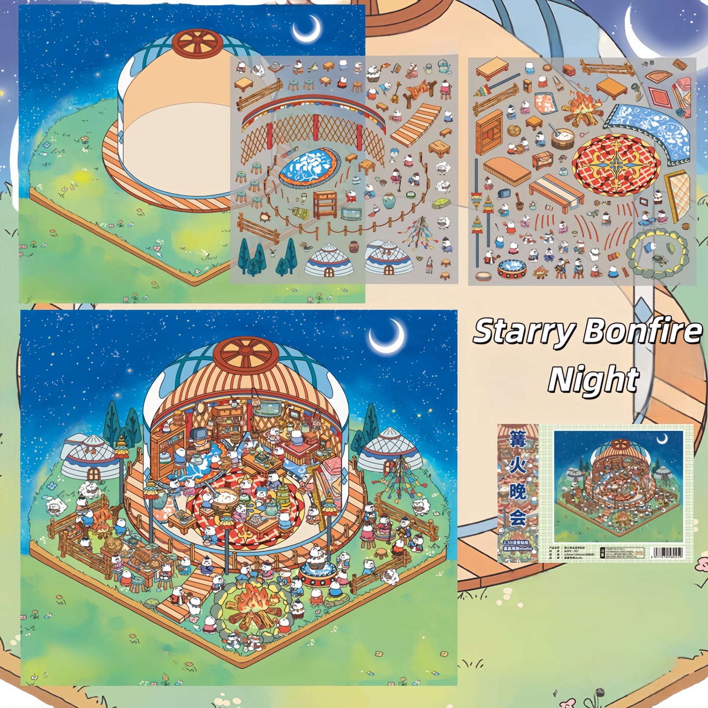 Colors of Heritage 3D Sticker | 4 Cute Miniature Scenes