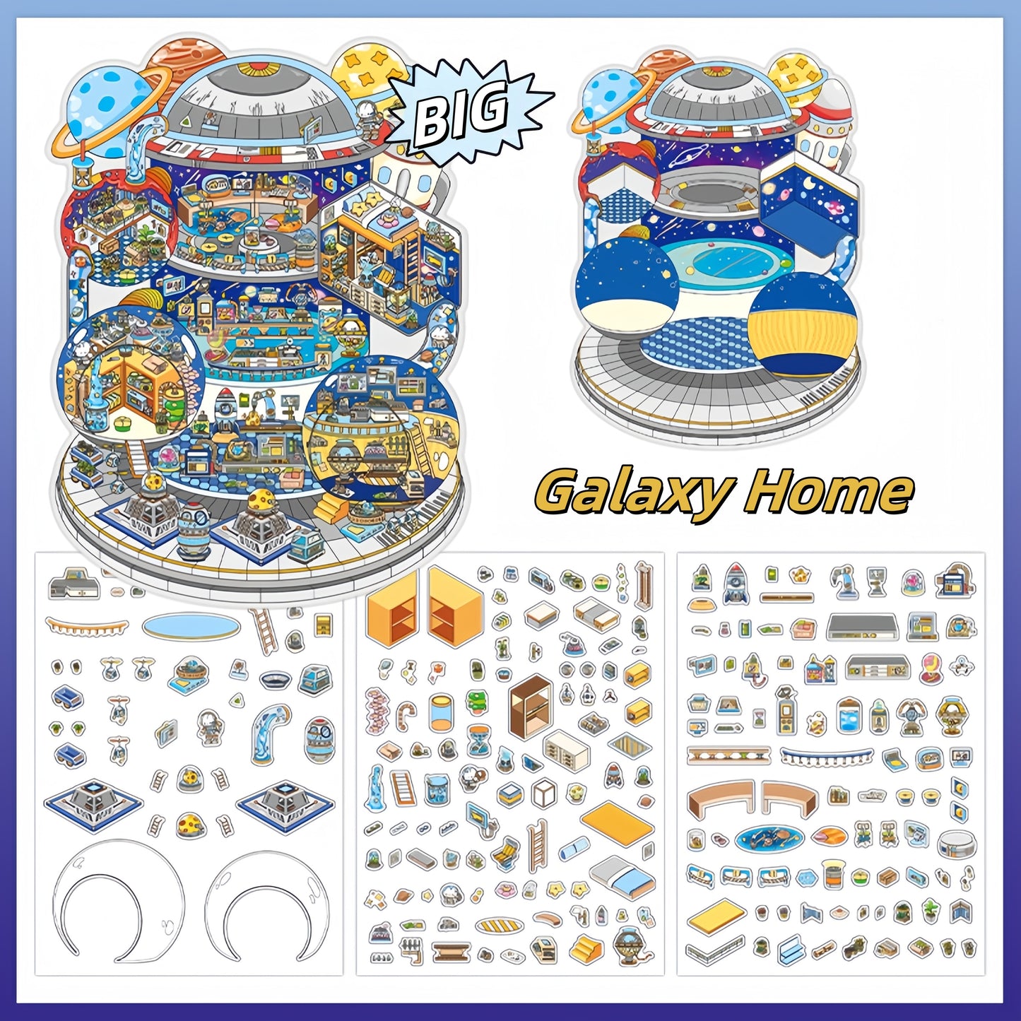 Whimsical Dreams 3D Sticker | 2 Cute Miniature Scenes