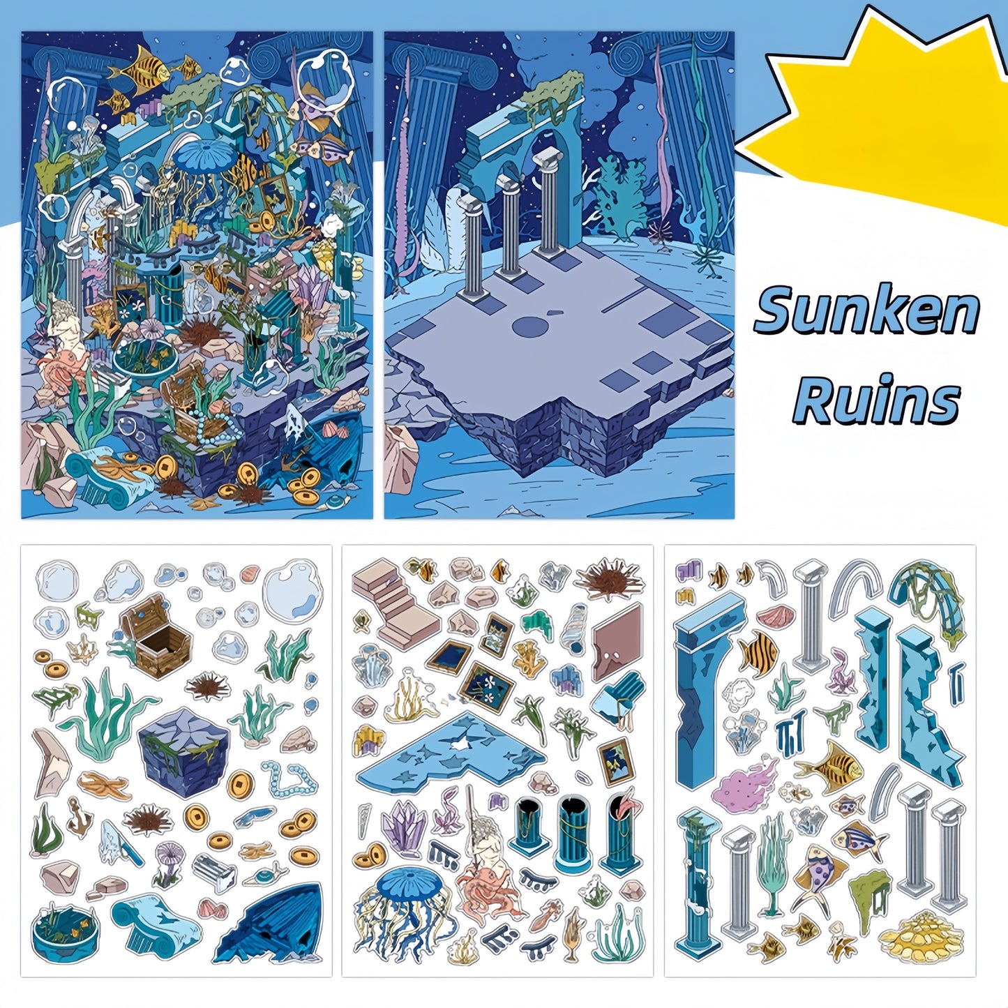 Lost Realm 3D Sticker | 2 Cute Miniature Scenes