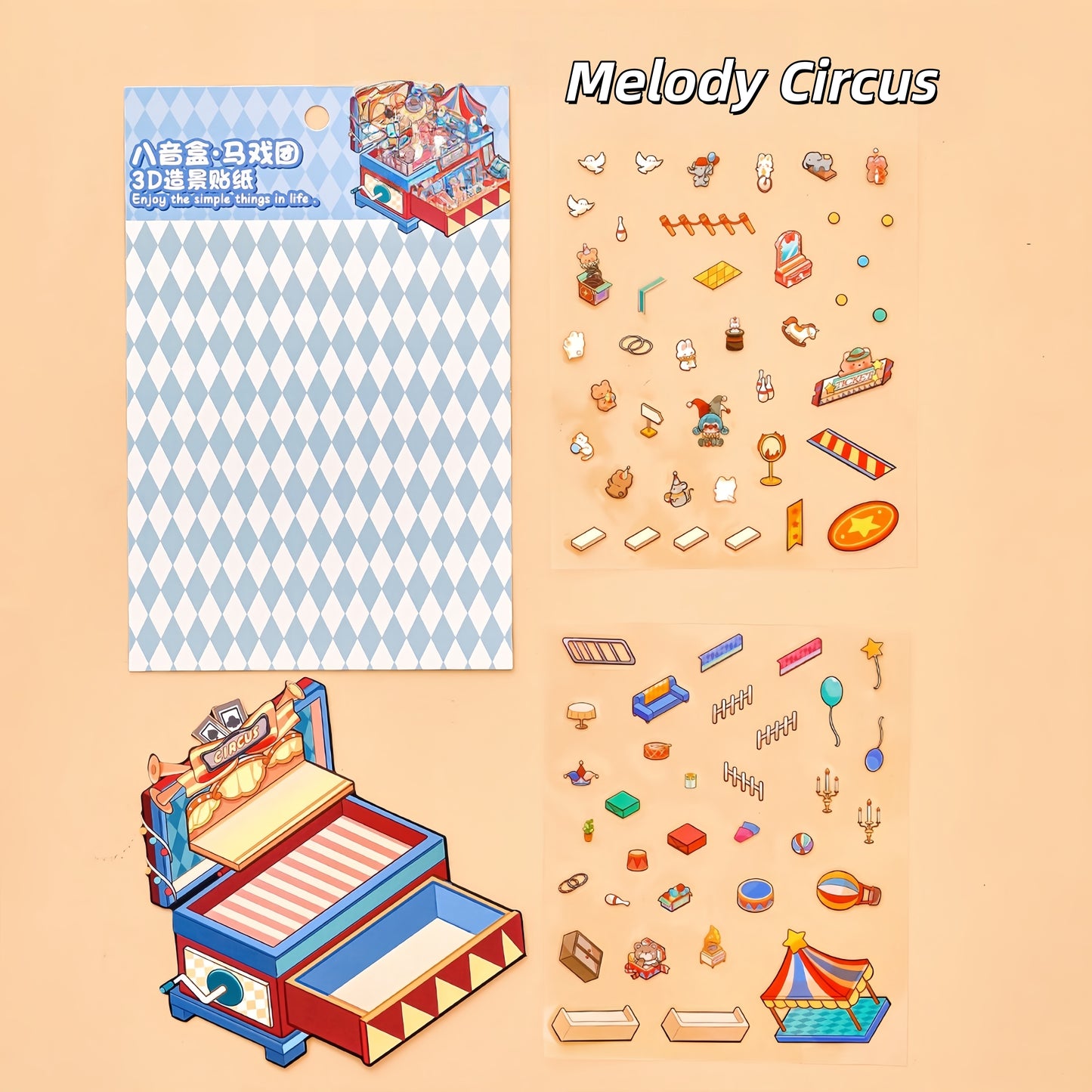Foodie Funland 3D Sticker | 4 Cute Miniature Scenes