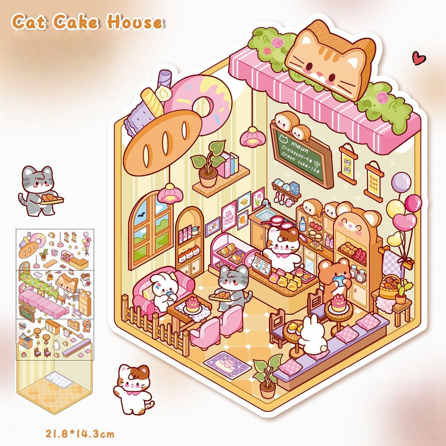Paws Shop 3D Sticker | 4 Cute Miniature Scenes