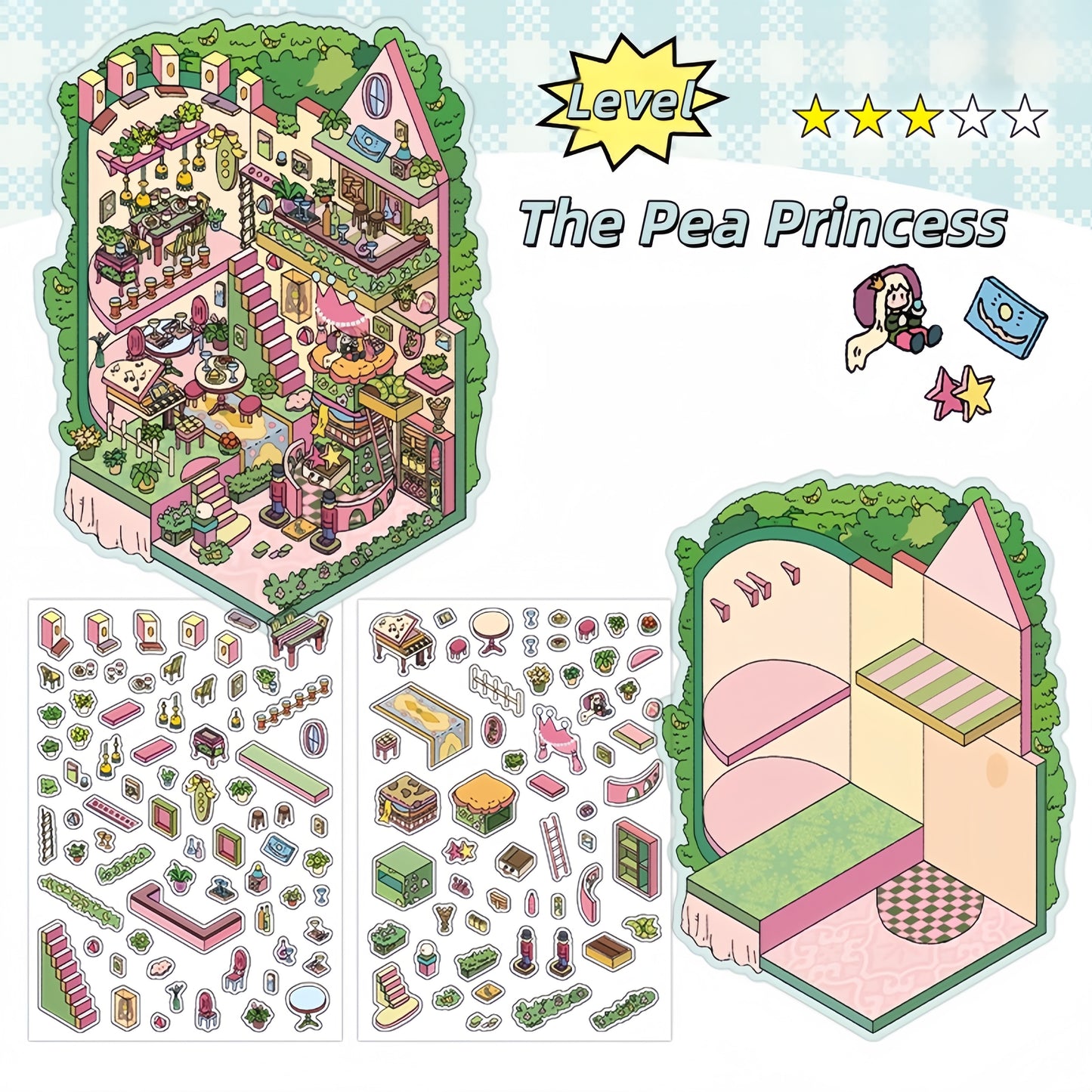 Enchanted Tales 3D Sticker | 4 Cute Miniature Scenes