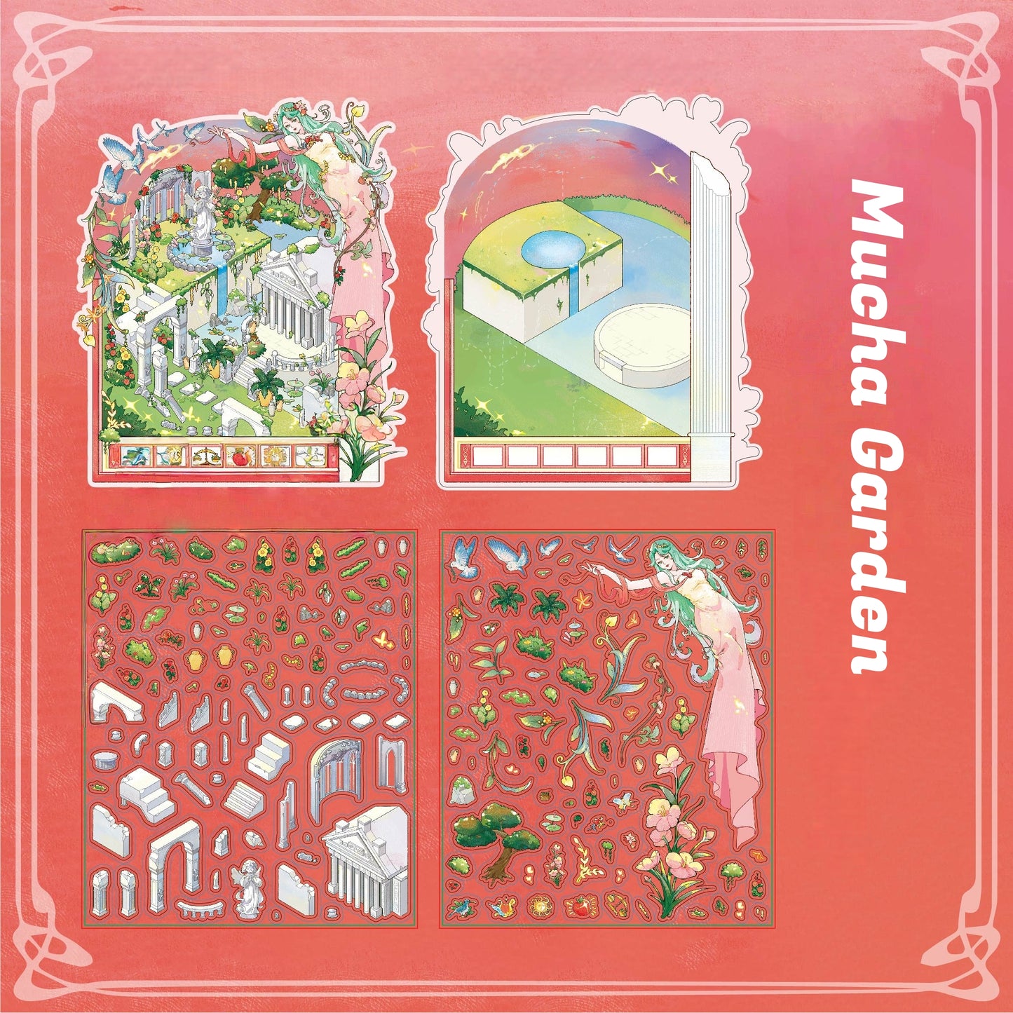 Lost Ruins 3D Sticker | 2 Cute Miniature Scenes