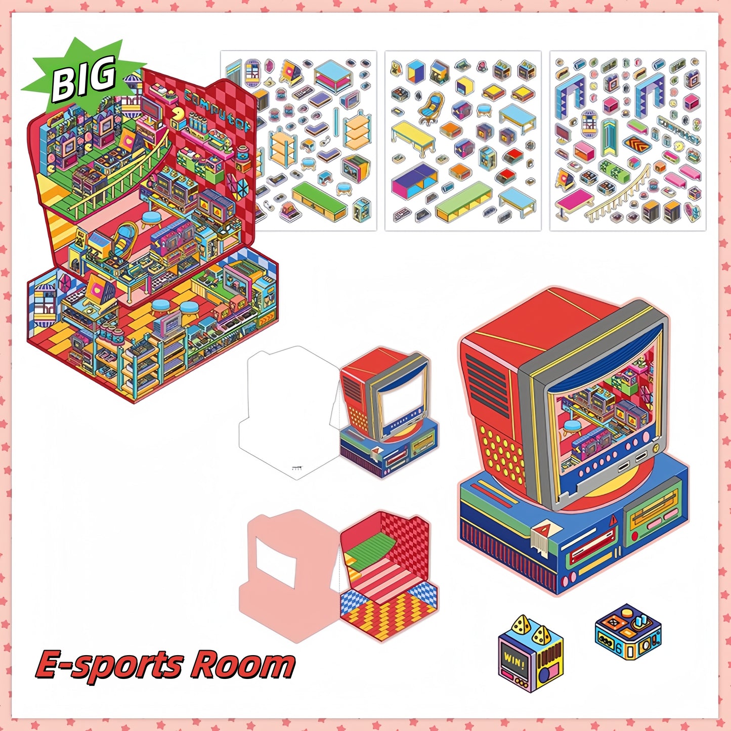 Tiny Shops 3D Sticker | 4 Cute Miniature Scenes