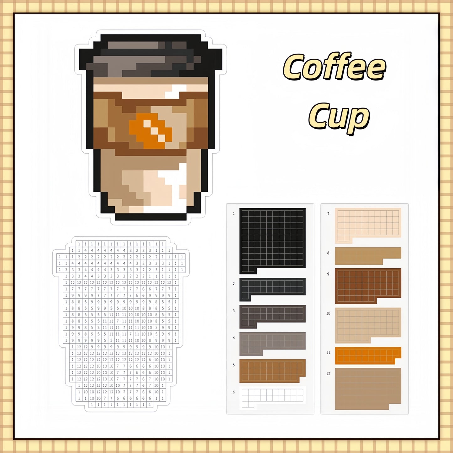 Food Pixel Bead Sticker | 6 Cute Miniature Scene