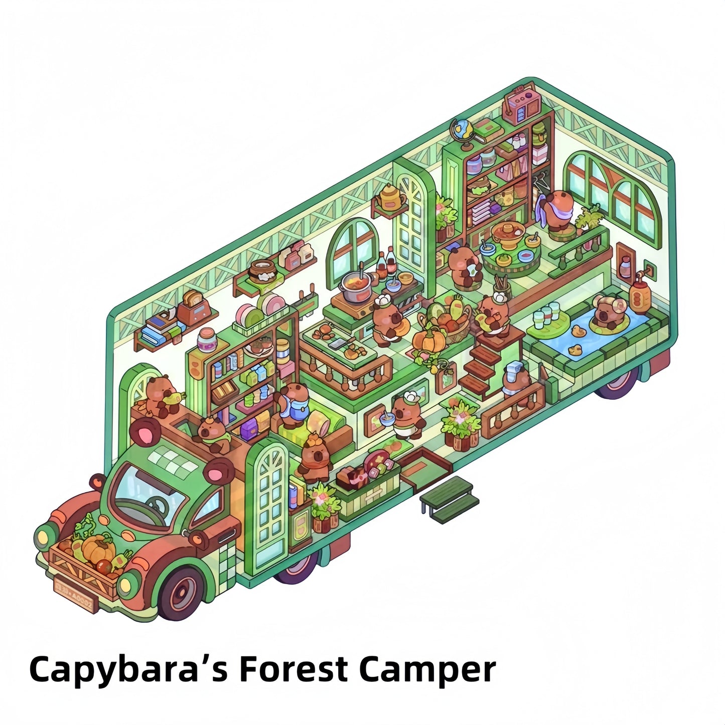 Critter Caravan 3D Sticker | 4 Cute Miniature Scenes