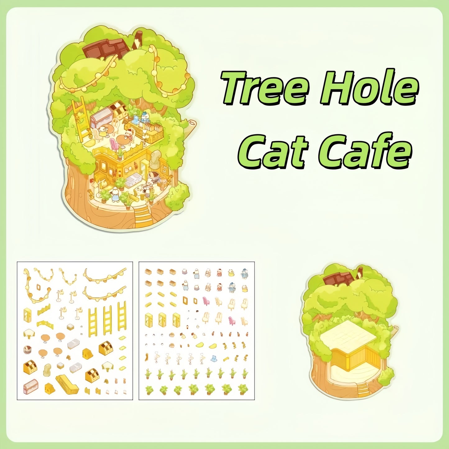 Whimsical House 3D Sticker | 4 Cute Miniature Scenes