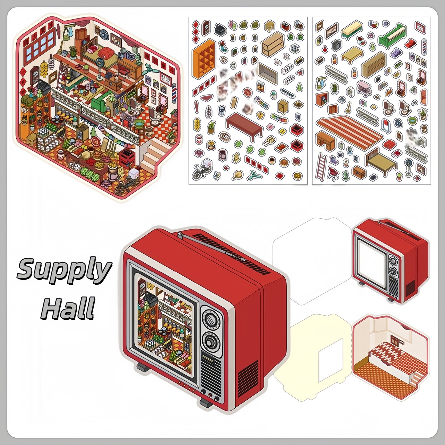 Whimsical Space 3D Sticker | 4 Cute Miniature Scenes