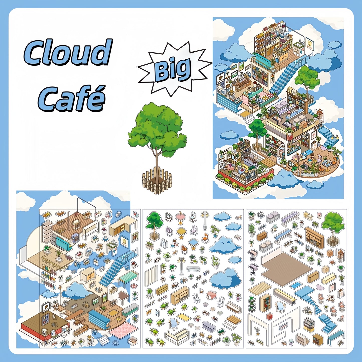 Floatland Escapes 3D Sticker | 2 Cute Miniature Scenes