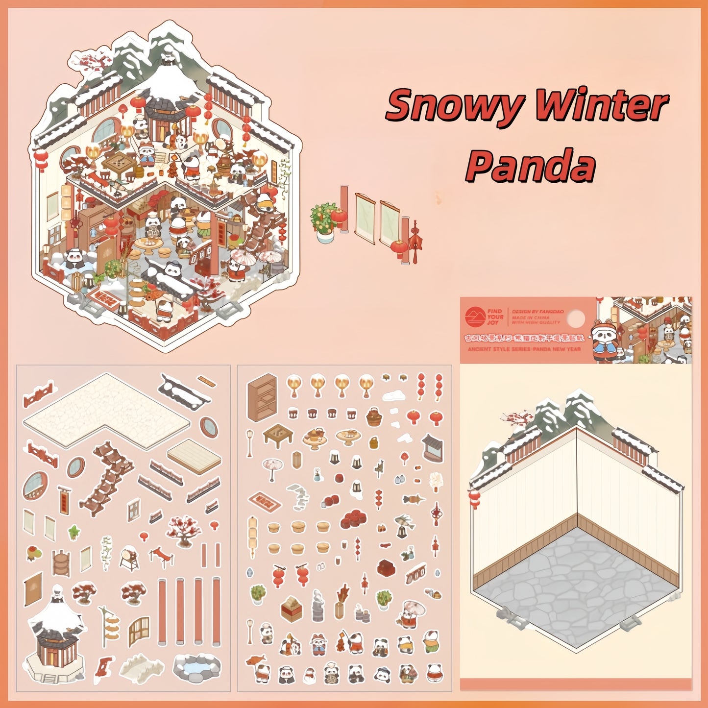 Ancient Seasons Tale 3D Sticker | 4 Cute Miniature Scenes