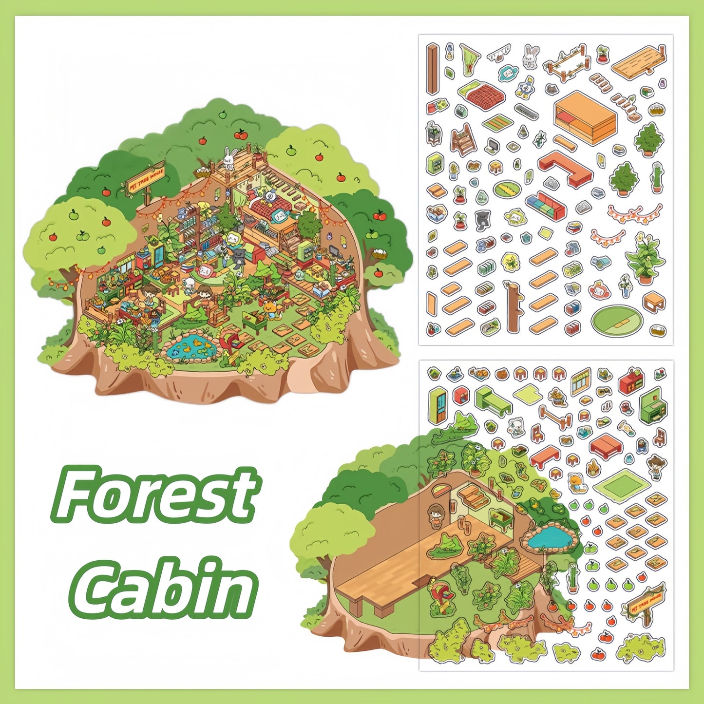 My Dream House 3D Sticker | 2 Cute Miniature Scenes