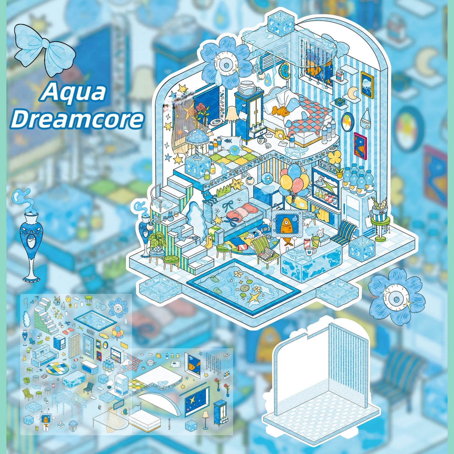 Dreamland 3D Sticker | 4 Cute Miniature Scenes