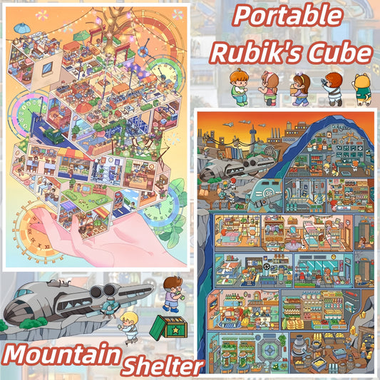 Fantasy Cottage 3D Sticker | 2 Cute Miniature Scenes