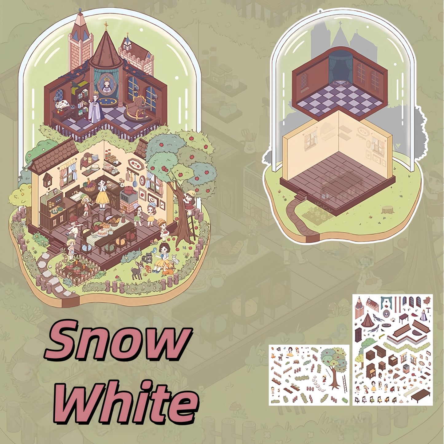 Fairy Tales Cottage 3D Sticker | 5 Cute Miniature Scenes