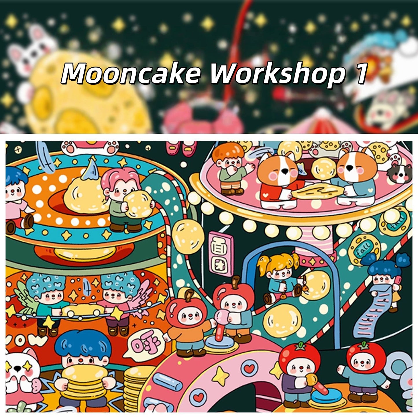 Mooncake Workshop 3D Sticker | 2 Cute Miniature Scenes