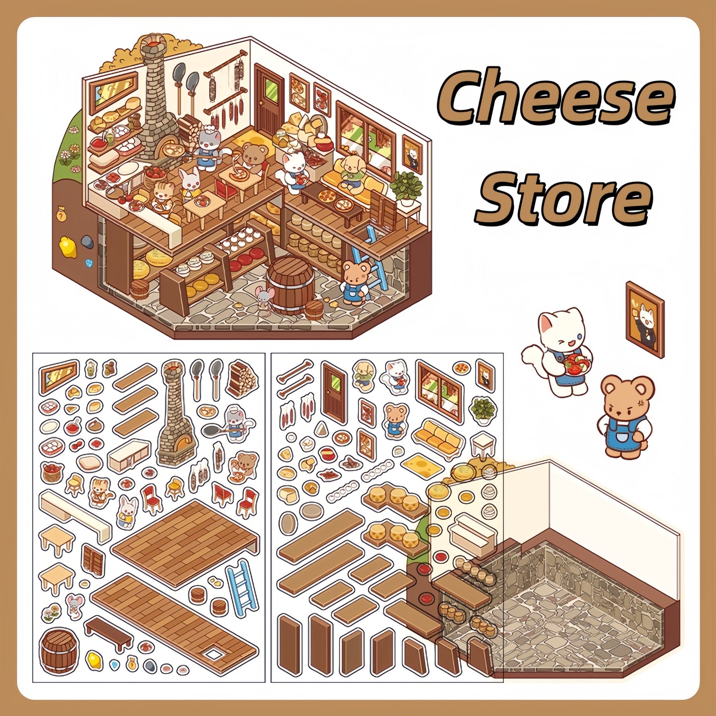 Little Wonder Rooms 3D Sticker | 4 Cute Miniature Scenes