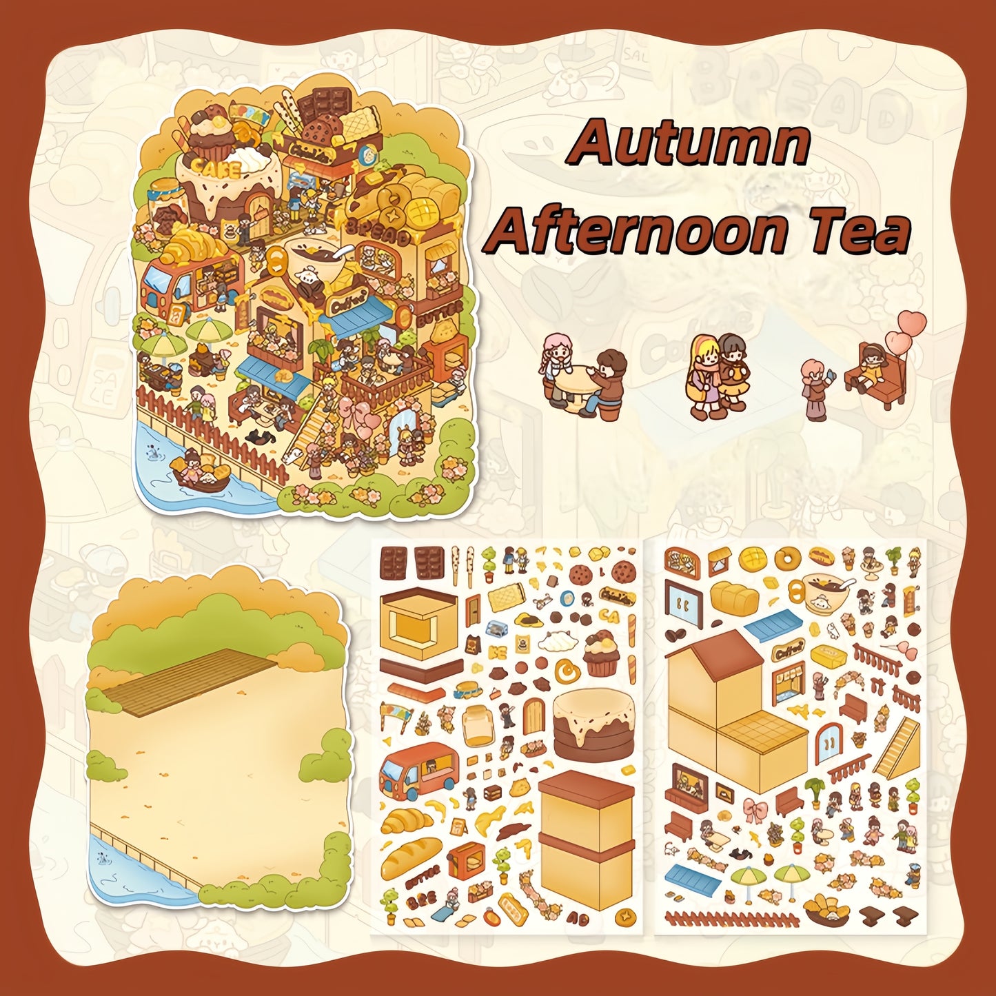 Butter Town 3D Sticker | 4 Cute Miniature Scenes