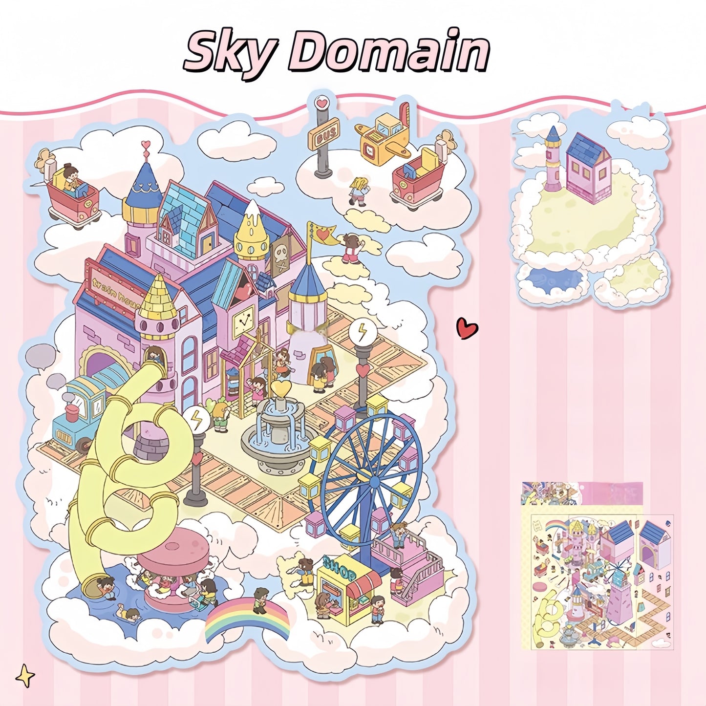 Dreamland 3D Sticker | 2 Cute Miniature Scenes
