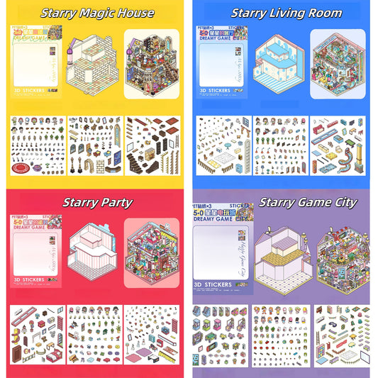 Starry Series 3D Sticker | 4 Cute Miniature Scenes