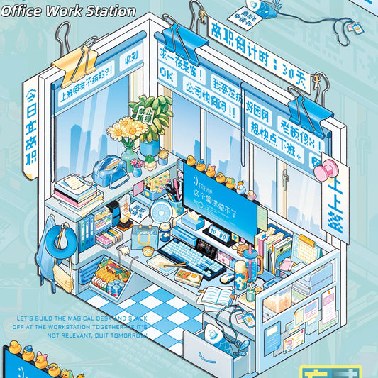 Infinite Worlds on the Desks 3D Sticker | 4 Cute Miniature Scenes