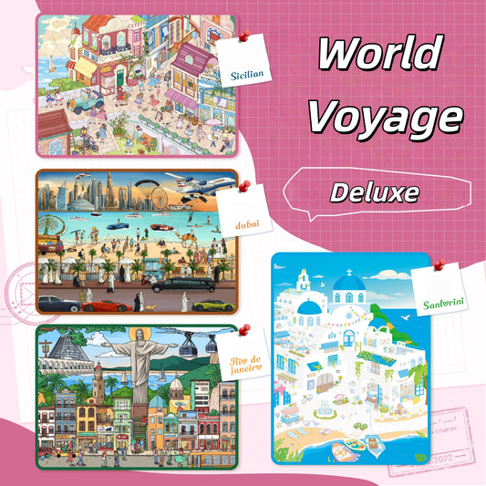 World Voyage 3D Sticker | 4 Cute Miniature Scenes