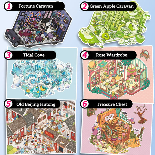 Whimsical Scenes 3D Sticker | 6 Cute Miniature Scenes