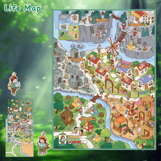 Whimsy Town Quest 3D Sticker | 2 Cute Miniature Scenes