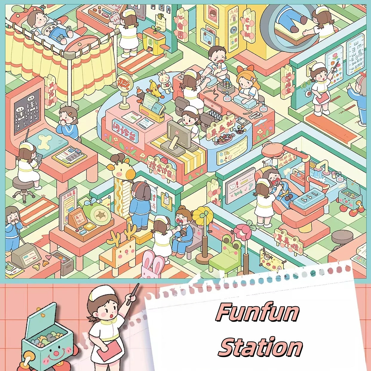 Healthyverse 3D Sticker | 4 Cute Miniature Scenes