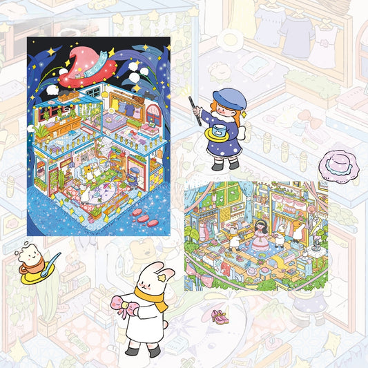 Dream House 3D Sticker | 2 Cute Miniature Scenes