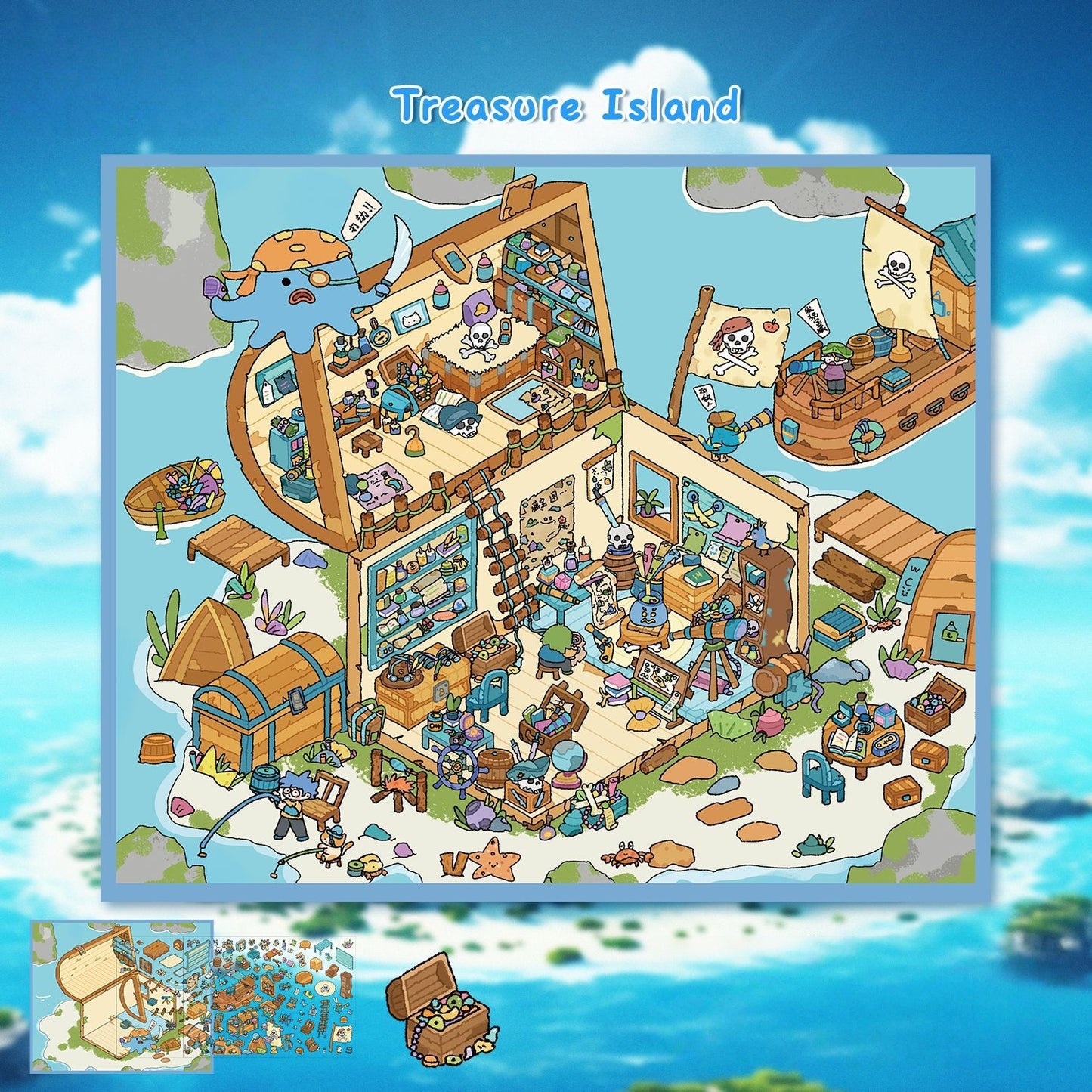 DreamLand 3D Sticker | 4 Cute Miniature Scenes